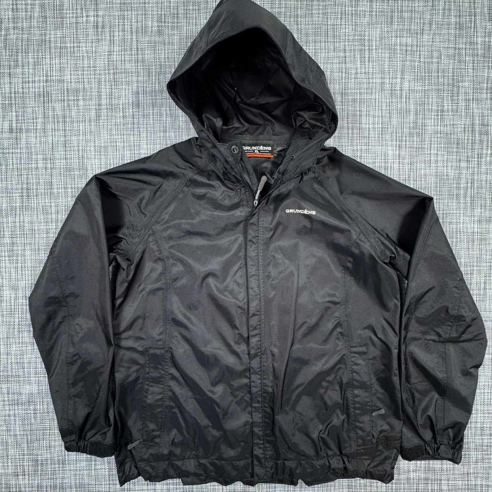 Grundens Womens XL Weather Watch Black Hooded Rain Jacket Waterproof Fishing
